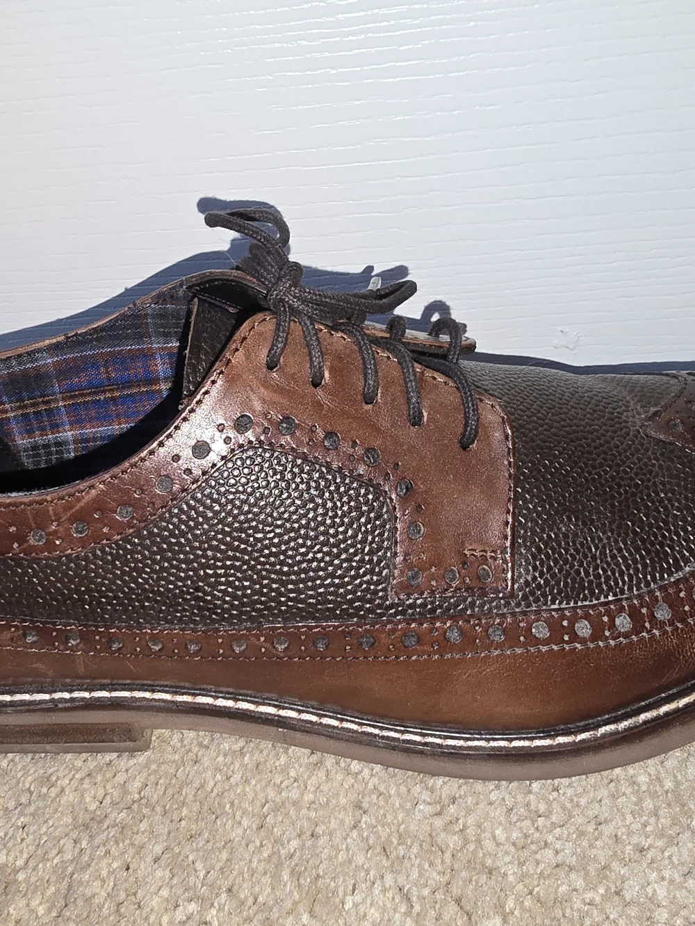 Ben Sherman Men's Brown Two-Tone Leather Wingtip Oxfords